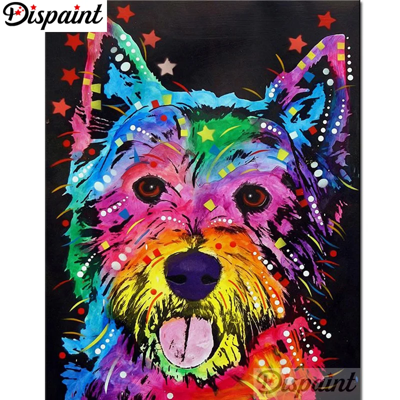 

Dispaint Full Square/Round Drill 5D DIY Diamond Painting "Cartoon color dog" 3D Embroidery Cross Stitch Home Decor Gift A01020
