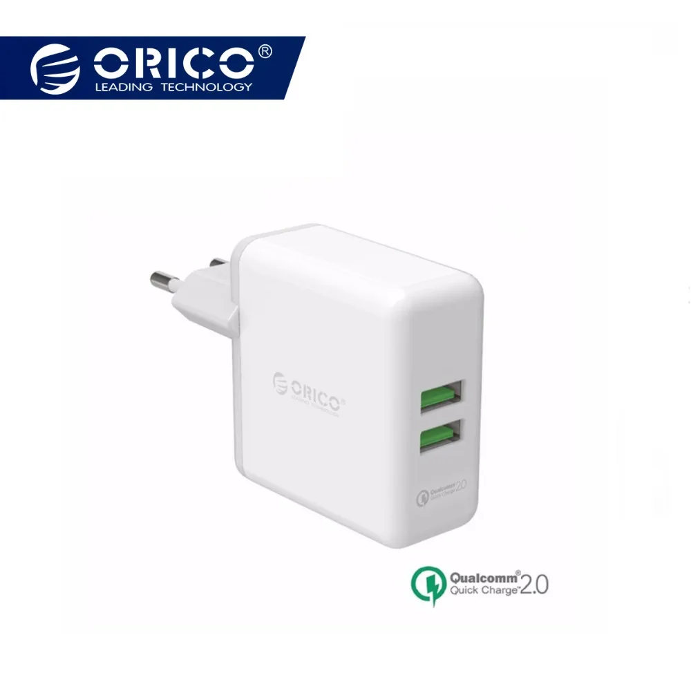 

ORICO USB Quick Charger QC2.0 Dual Ports Wall Charger 36W Mobile Phone Charger for Apple Samsung Xiaomi Huawei Portable White
