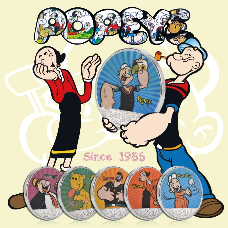 

WR Silver Popeye Bronze Plated Commemorative Coin Birthday Gifts United States Navy Proud Metal Challenge Coin for Collection