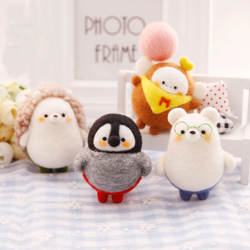

Felt Craft 1 Set Non-finished Animals Felting Poke DIY Felt for Needles Material Package Wool Felt Poked Doll Free Shipping
