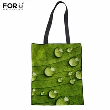 FORUDESIGNS/Модная сумка с принтом зеленых листьев хлопчатобумажная сумка сумки Harajuku стиль Женская продуктовая сумка большие Эко сумки для шоппинга складные