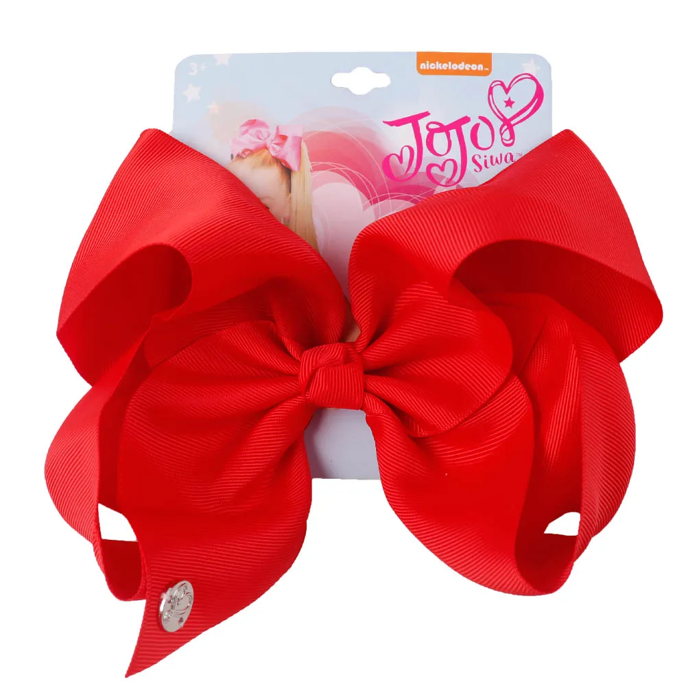 8 дюймов Jojo Siwa однотонные бантики для волос корсажная лента заколка для волос для детей девочек завязанные банты JOJO заколки для волос с кнопками аксессуары для волос - Цвет: 10