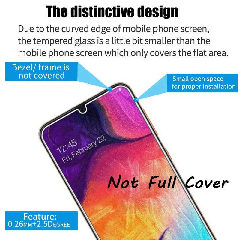 Закаленное стекло для Samsung Galaxy A50 A70 A40 A30 A20 A10 9H Защитная пленка экрана A520 A7 A8