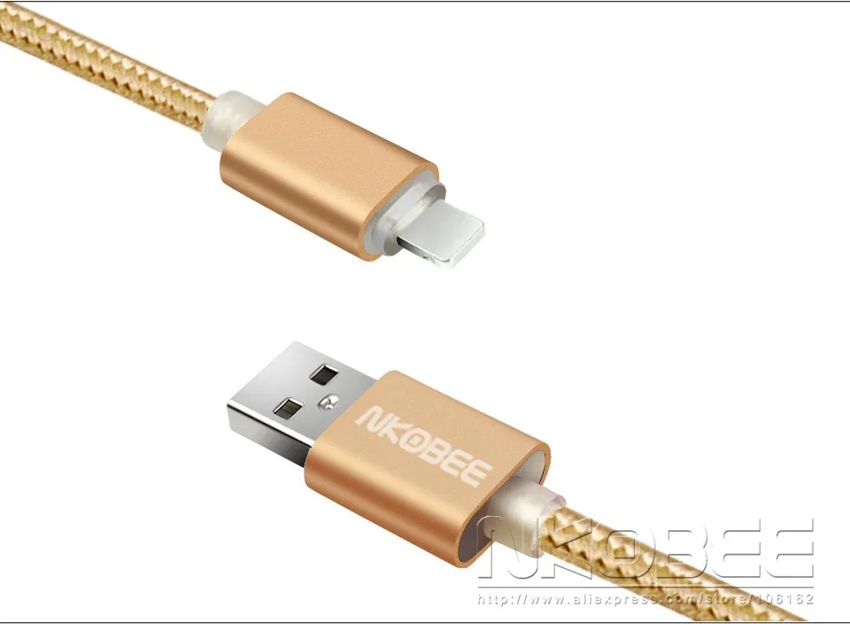 NKOBEE USB Cable Metal Braided 1.2M USB Charger Cable For iPhone 5 5C 5S 6 6S 6Plus iPad 3 4 Air Mobile Phone USB Data Charger (4)