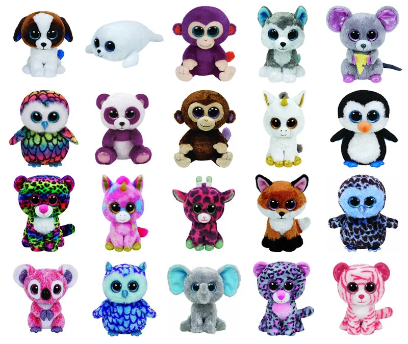 Ty Beanie Boos Big Eyes Elephant Monkey Rabbit Fox Owl Unicorn Cat ...