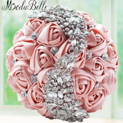Свадебные цветы, свадебные букеты, красная искусственная Роза, роскошный бриллиантовый Хрустальный букет, свадебные шикарные невесты Ramo De Novia - Цвет: Same as pic