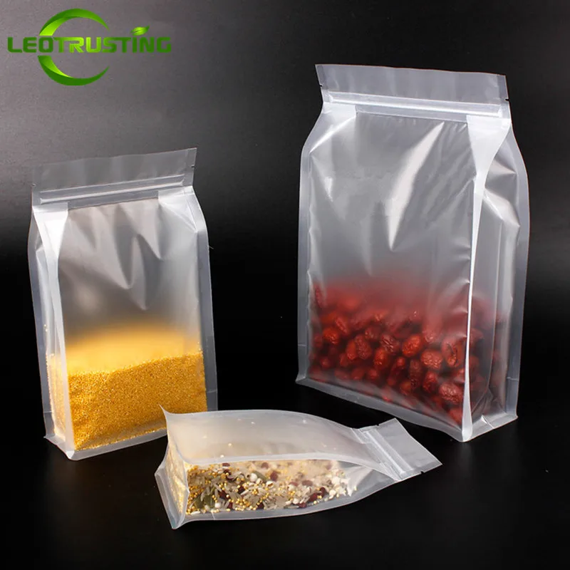 

Leotrusting 50pcs 3D Stand up Matt Plastic Ziplock Bag Frosted Translucent Coffee Snack Cookie Rice Package Bag Plastic Gift Bag