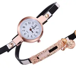 Лидер продаж модное женское очаровательное обёрточная бумага вокруг кожа кварцевые наручные часы браслет часы для женщин со стразами