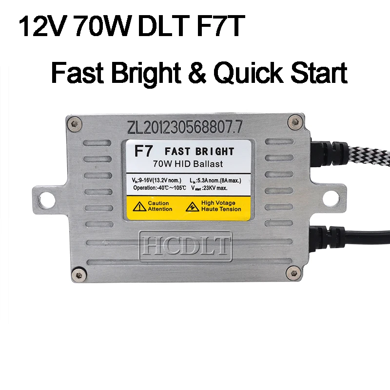 HCDLT AC 12V Fast Bright 70W DLT F7 Fast Start Slim HID Ballast Kit Xenon H7 H1 H3 H11 HB3 9012 D2H 5500K Bulb HID Headlight Kit (5)