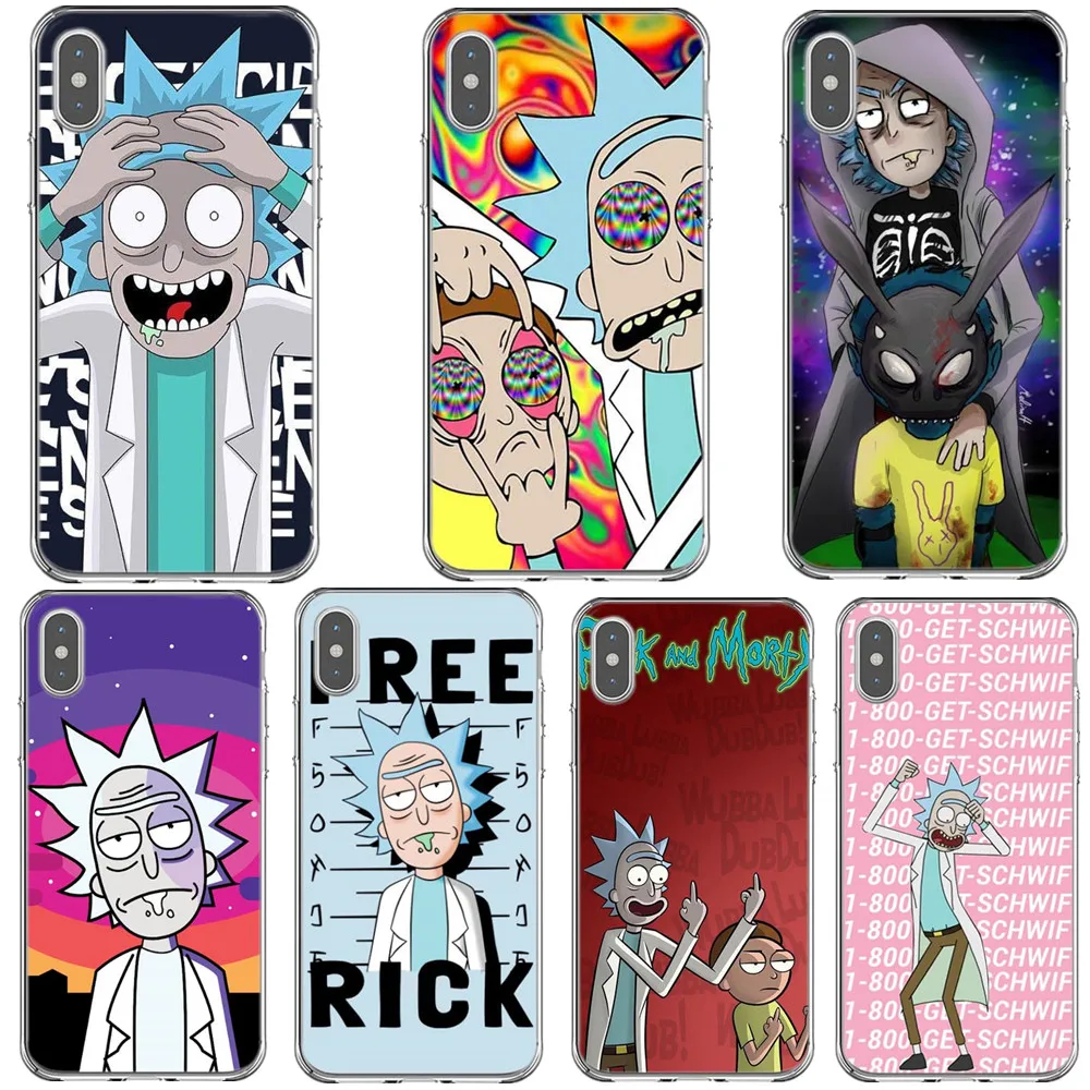 Чехол для телефона Rick And Morty 4 iPhone X 7 8 Plus 6 S SE 5s 5 прозрачный мягкий силиконовый чехол