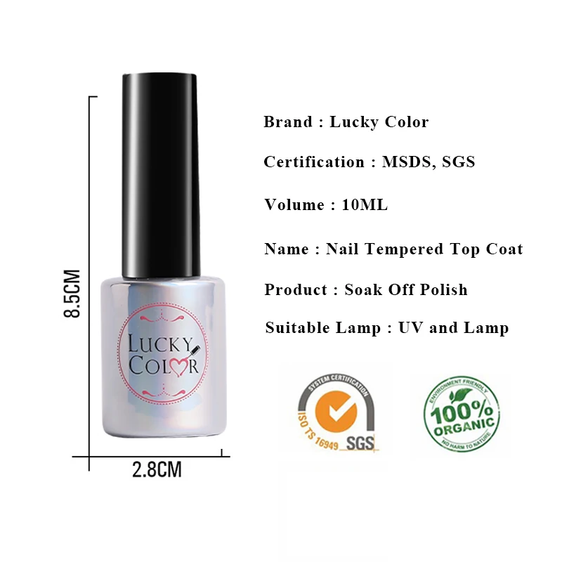 Transparent 10ML No-clean Steel Top Coat Nail polish Wear-resistant Sturdy bright Long-lasting Soak-off LED UV Tempered Seal