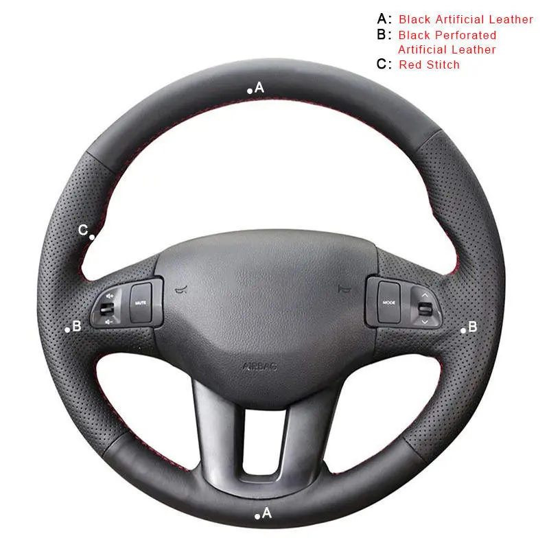 Автомобильная оплетка на руль для Kia Sportage 3 2011- Kia Ceed Cee 'd 2010-2012 Авто кожаный чехол на руль автомобиля-Стайлинг - Название цвета: Artificial Leather