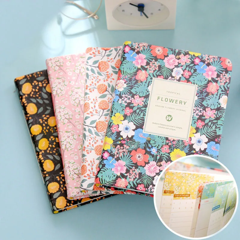 

Cute Kawaii Flower School Notebook Weekly Planner Notepads Diary For Kids Gift Korean Stationery Student 2066