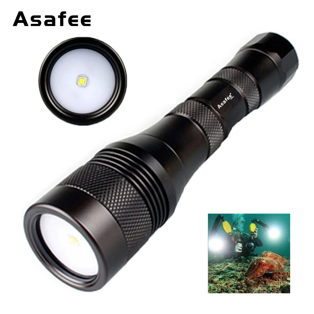 Asafee DIV01V Underwater Photography Light 120 Degree Beam Angle Professional CREE XM L2 LED
