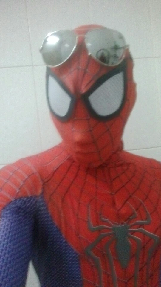 

Moda Amazing SpiderMan Fabric Adult Costume Head Hood with Eye Mask lenses lens one size adjust