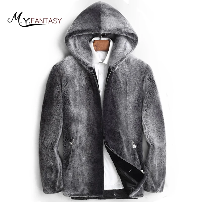 M. Y. FANSTY зима 2019 импортное бархатное Норковое Мужское пальто на молнии из