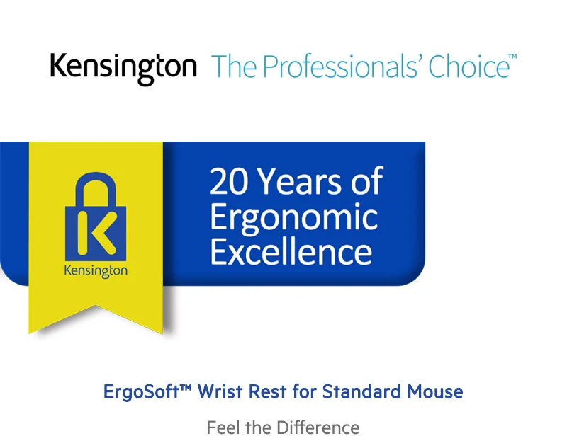 Kensington ErgoSoft гелевая Подушка под запястье для Стандартный Мышь с розничной посылка
