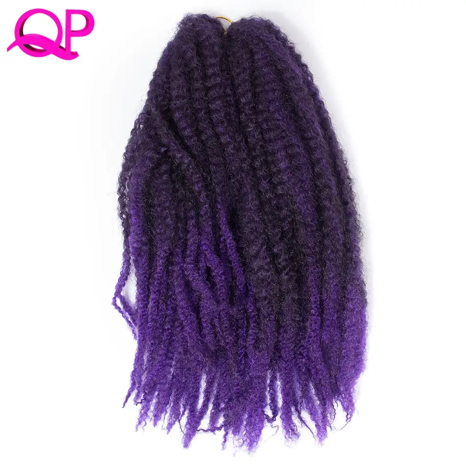 Qp волосы, 20 корней, вязанные крючком волосы, 18 дюймов, Омбре, матовый цвет, афро кудрявые, кудрявые, косички, синтетические волосы для наращивания, косички Marley - Цвет: T1B/фиолетовый