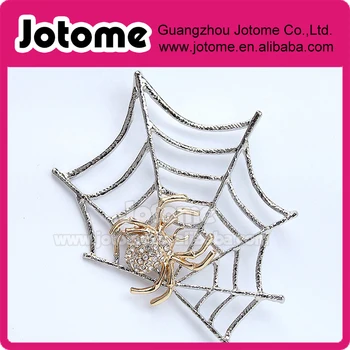 

Spider Brooch for Halloween , Large Silver Gold Spiderweb Brooch ,DIY Jewelry Rhinestone Halloween Broaches