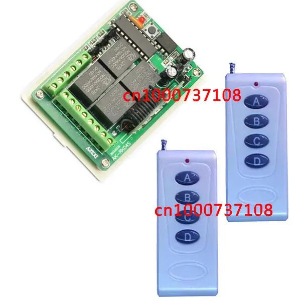 

New Free Shipping DC 12V 10A 4CH Learning Code RF Wireless Remote Control Switch Systems 1 Receiver 2 controllers