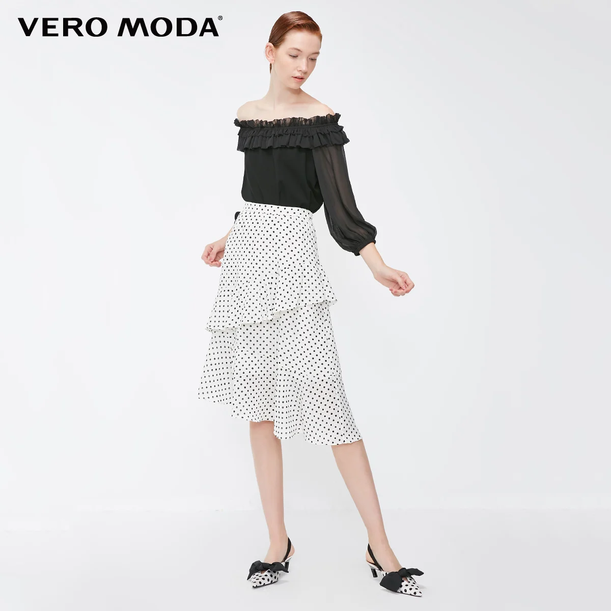 Vero Moda новые женские шифоновые топы с оборками на талии и эластичными манжетами | 318430502