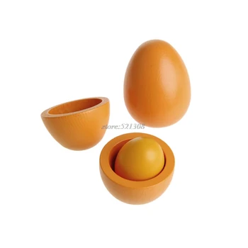 

6pcs Wooden Eggs Yolk Pretend Play Kitchen Food Cooking Kid Child Toy Gift Set JUN12