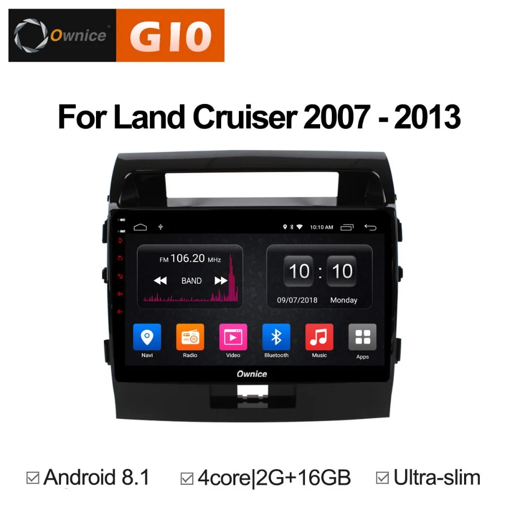 

10.1" Android 8.1 Quad Core 2GB RAM+16GB ROM Car DVD Player For Toyota Land Cruiser 2007-2013 GPS Radio Stereo BT TPMS DAB+