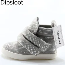 Dipsloot/Повседневная обувь унисекс с высоким берцем в рок-стиле; популярные Кристальные заклепки; женская обувь на толстой подошве с волшебной лентой