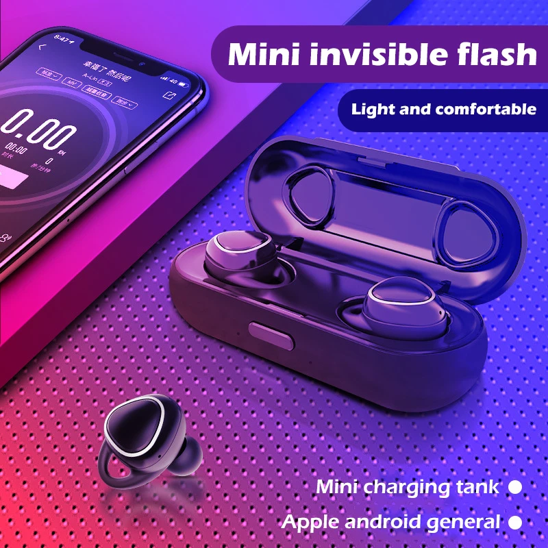 WMini Sports Music Headphones Wireless Stereo Bluetooth Headset for IOS Android Phones Hands free Stereo Bass Headphone