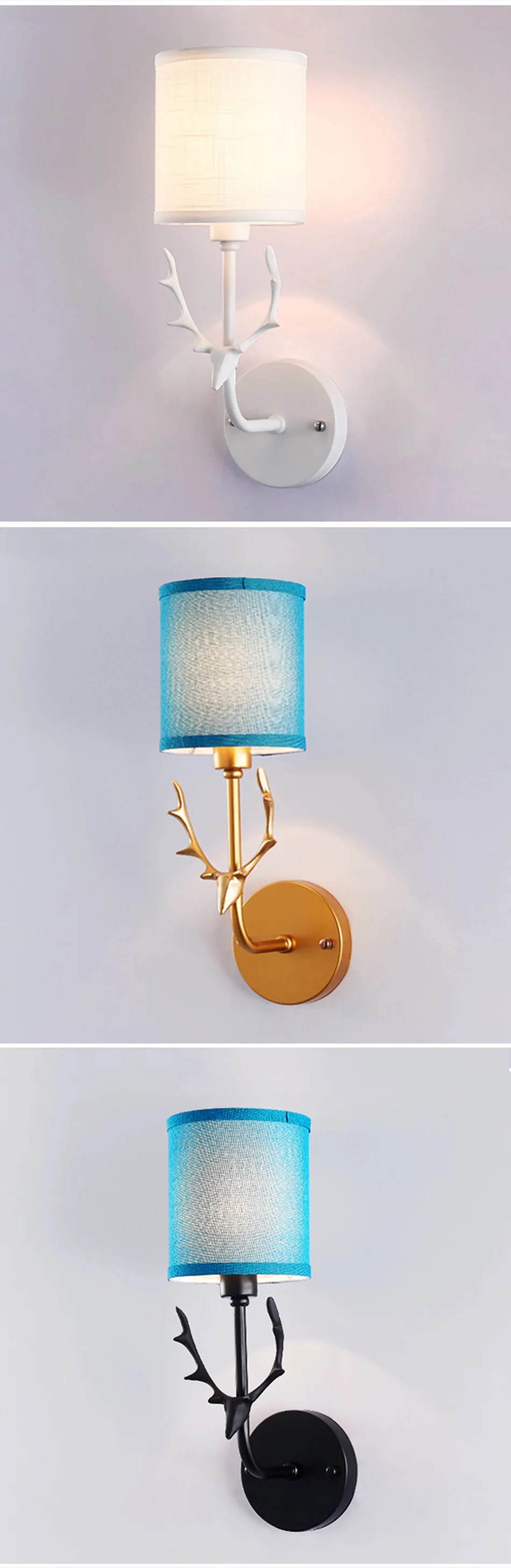 Creative bedside wall lamp E27 Bulb stair White Black Gold interior wall sconce Light in the nursery mirror industrial Lighting (3)