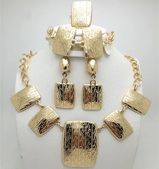 Exquisite Dubai gold-color Jewelry Set Brand Luxury Nigerian Wedding Fashion African Beads