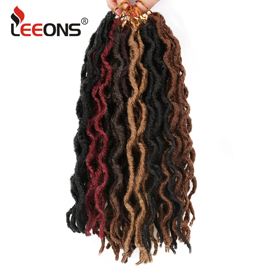 

Leeons Curly Faux Locs Crochet Hair 12/18Inch Nu Locs Synthetic Kanekalon Braiding Hair Extensions Bohemian Mambo Goddess Locs