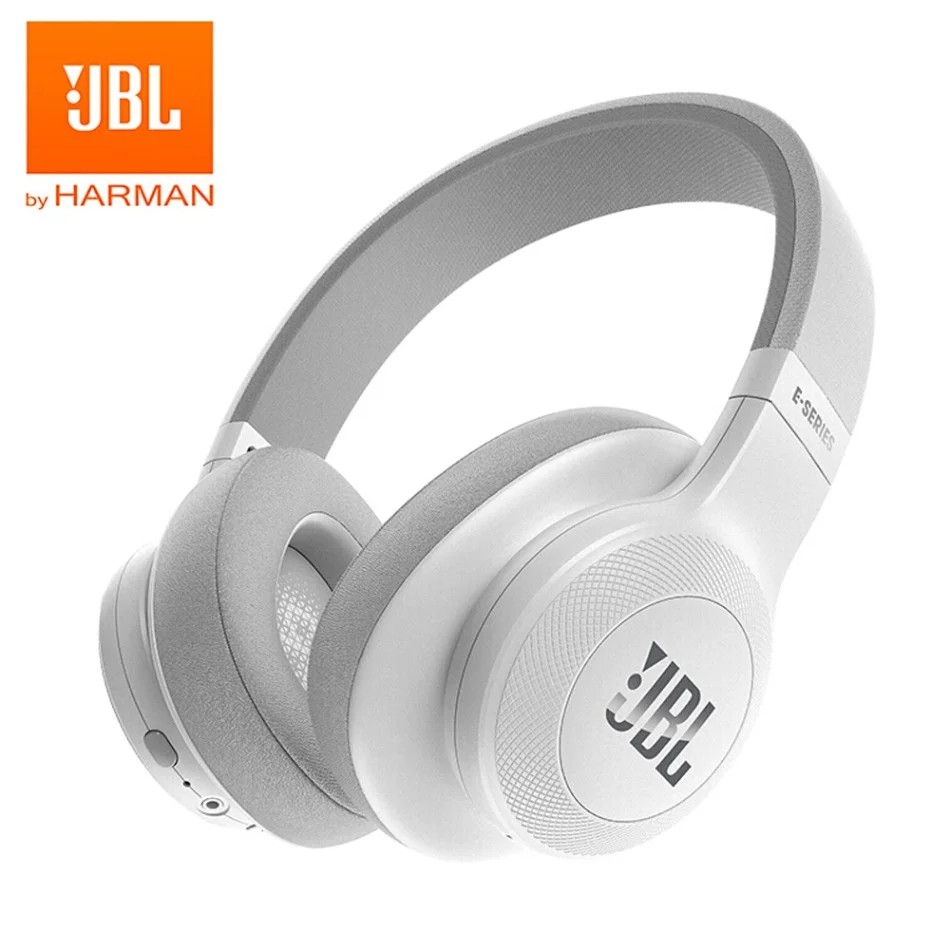 JBL E55BT, беспроводные Bluetooth/3,5 мм проводные наушники, складные Накладные наушники, чистый бас, музыкальные наушники, AUX IN с микрофоном - Цвет: Белый