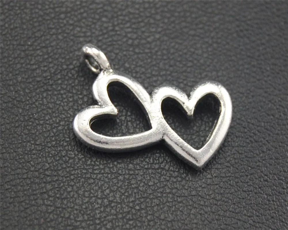 

20pcs Antique Sliver Heart to heart Charm DIY Handmade Jewelry Findings 16x19mm A1751