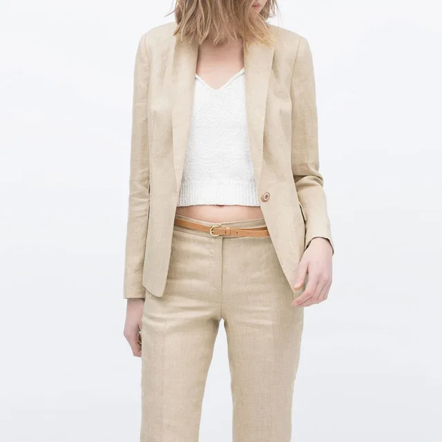Khaki Pant Suits Casual Office Uniform Women Business Suits Formal