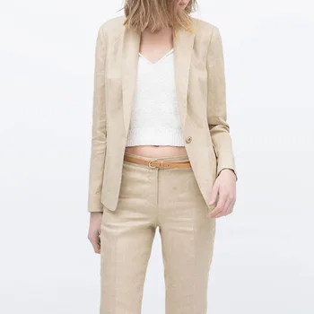 

Khaki Pant Suits Casual Office Uniform Women Business Suits Formal Female Work Wear 2 Piece Set Women Trouser Suit Custom Made