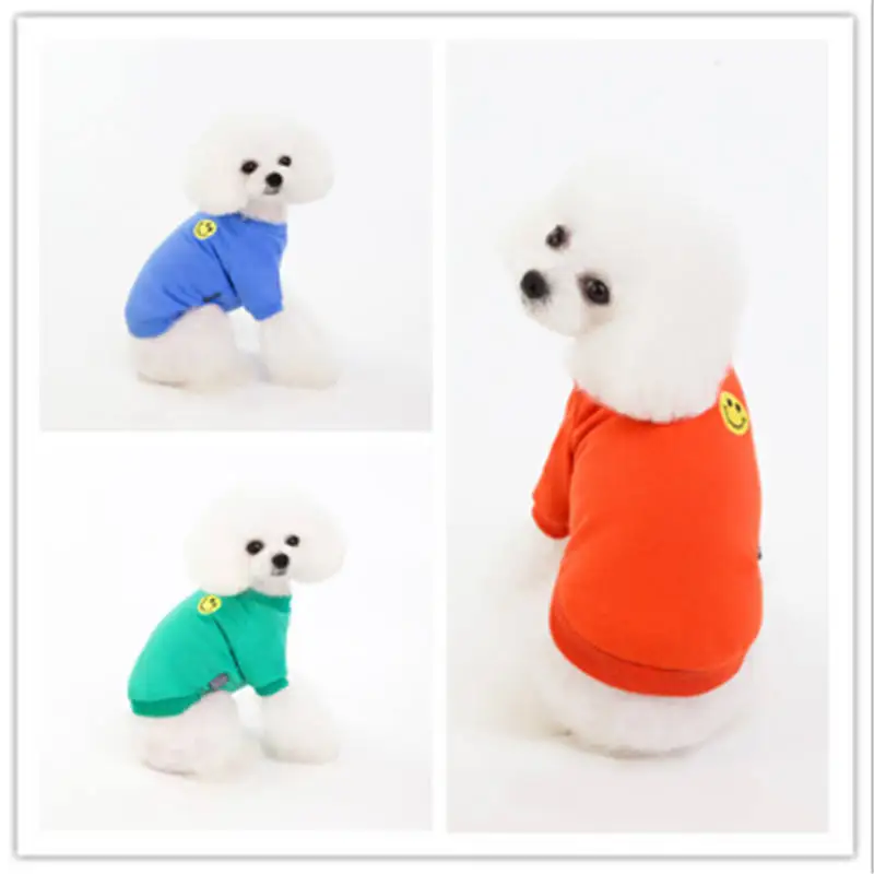 Spring and summer new smiley embroidered pet sweater  clothes dog cute puppy