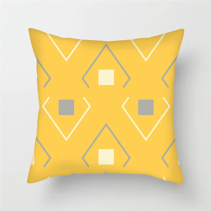 Fuwatacchi Geometric Cushion Cover Diamond Pentagon Dot Throw Pillow Cover Yellow Pillowcases for Home Sofa Decorative Pillows