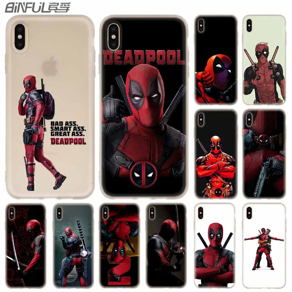 

Cases Silicone soft Cover for iPhone 11 Pro X XS Max XR 6 6S 7 8 Plus 5 4S SE mask deadpool