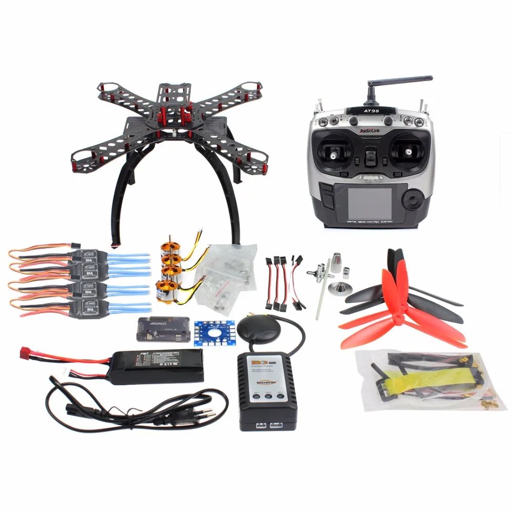 

DIY RC Fiberglass Frame Multicopter Full Kit DIY GPS Drone FPV Radiolink AT9S Transmitter APM2.8 1400KV Motor 30A ESC F14891-C