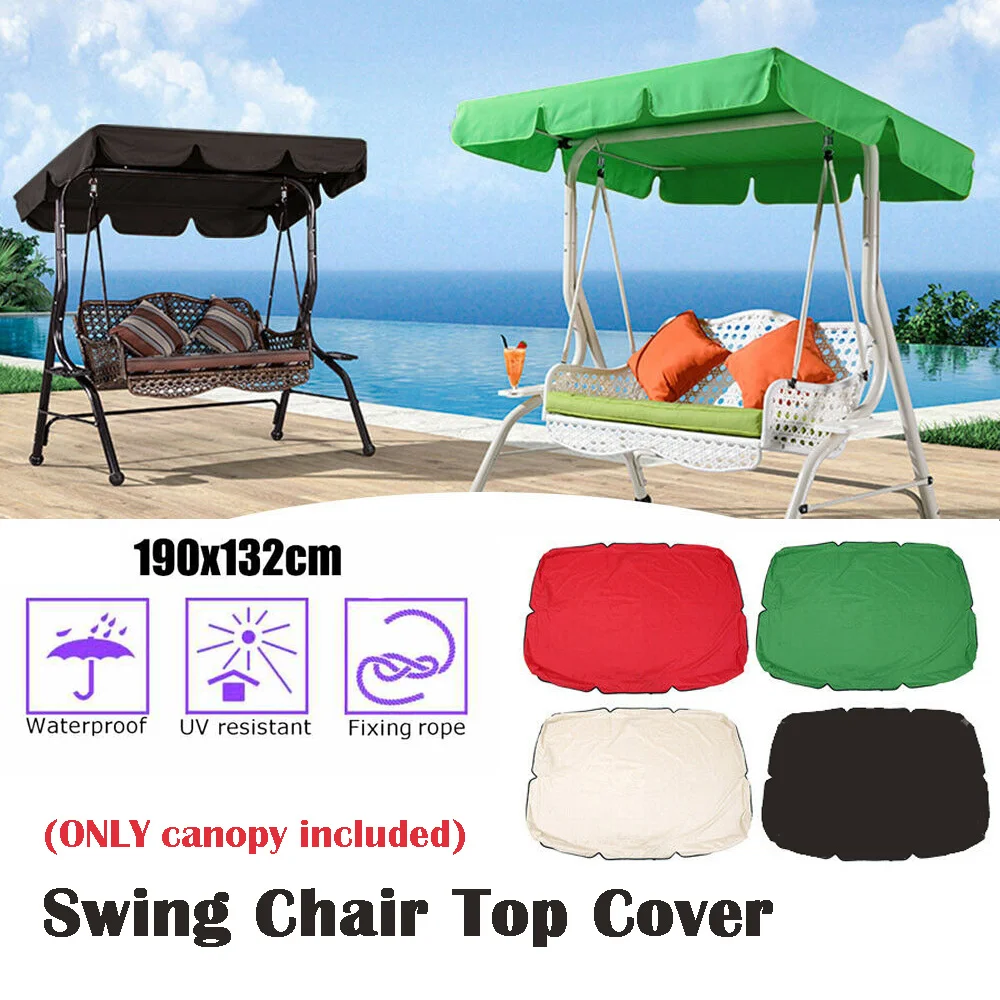 

Waterproof Swing Chair Top Cover Outdoor Canopy Replacement Garden Courtyard Outdoor Swing Cover 190x132cm