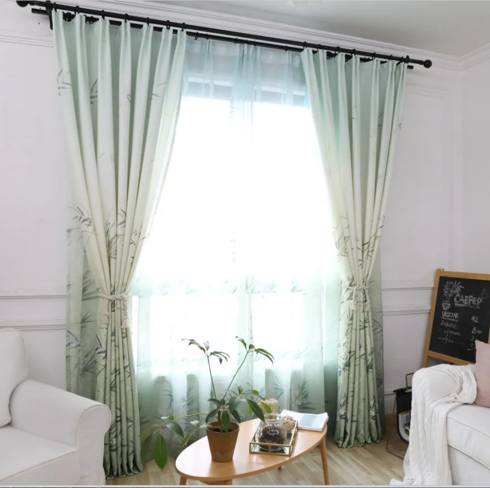 Серая бамбуковая занавеска, зеленые прозрачные полушторы, современные затемненные занавески для окон, для гостиной, спальни, для обработки окон, wp191#30