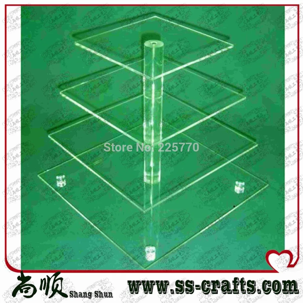 

Прозрачный 4-ярусный квадратный акриловый подставка для кексов для свадеб, вечевечерние, десертов