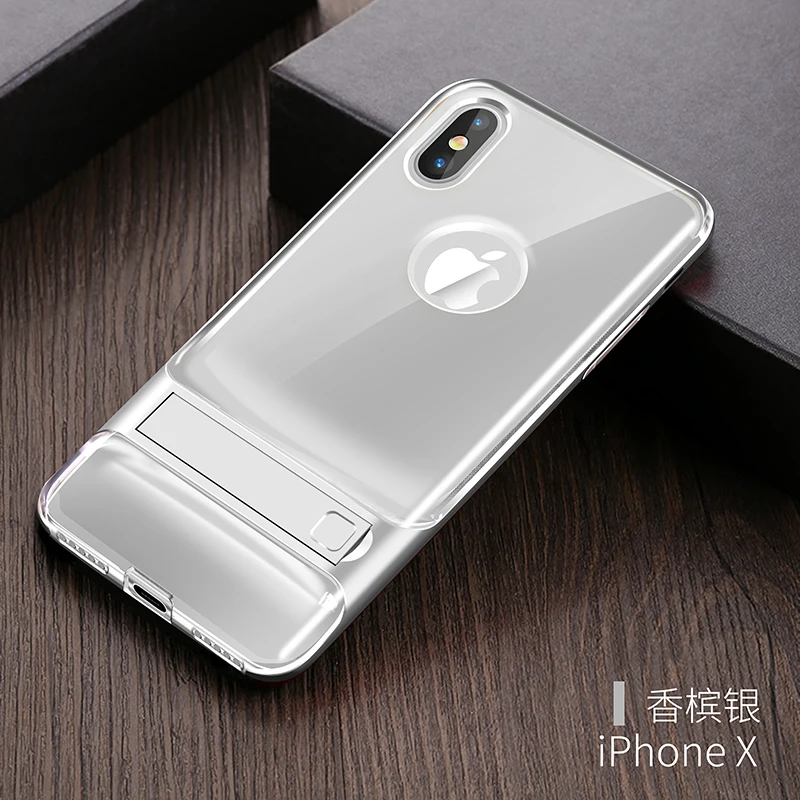Чехол для iPhone XR твердая пластиковая прозрачная подставка из ТПУ для iPhone XS Max 6 S 7 8 Plus Прозрачный Силикон Броня чехол