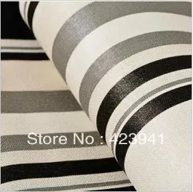

10m*53cm Black and white and grey stripe bedroom living room TV setting wall paper,wall stickers home decor stickers wall decor