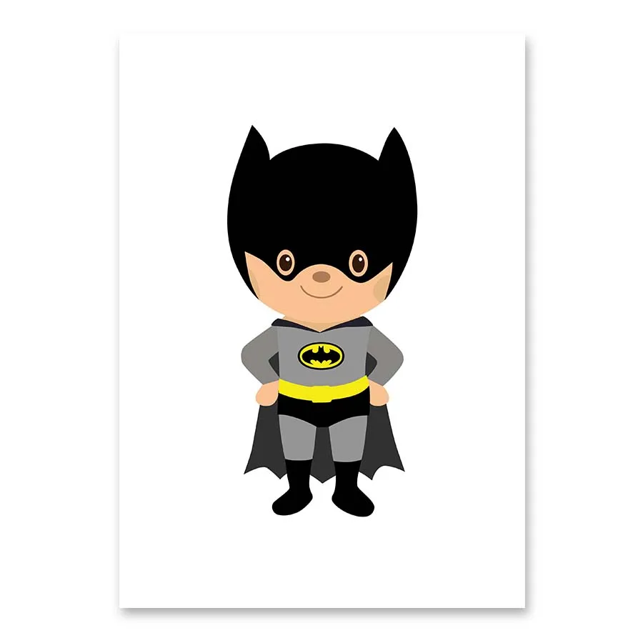 Мультфильм фильм супергерой холст печать плакат искусство Бэтмен Супермен картины Настенные рисуки современный стиль Декор для детской комнаты без рамки - Цвет: PR1418-A