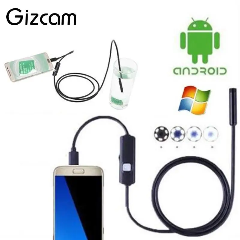 Gizcam 1/2/3 5/5 м 8 мм Android телефон OTG Micro USB эндоскоп 2MP HD Водонепроницаемый Бороскоп