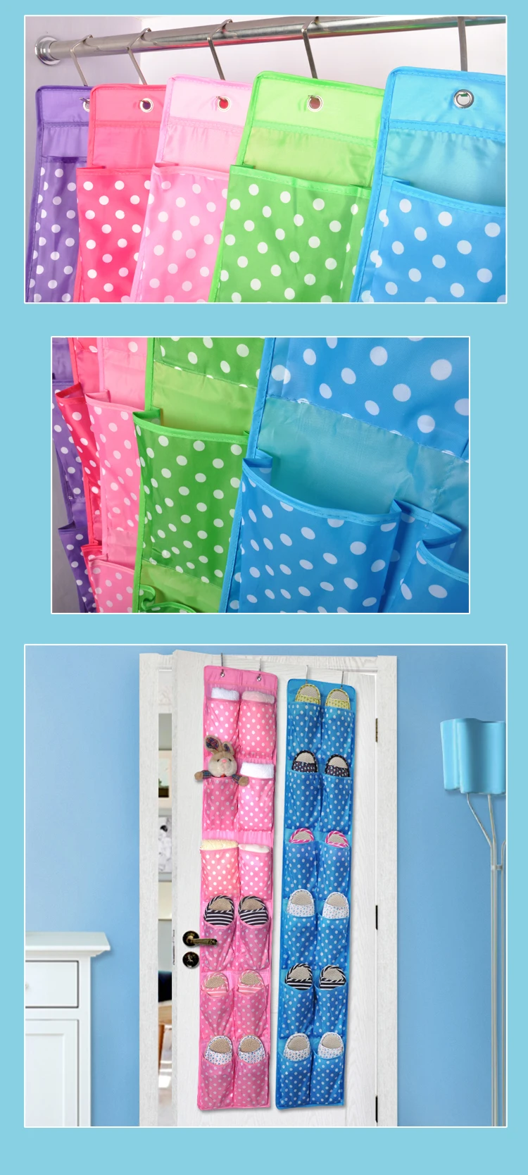 2017High Quality 12 Pockets Over Door Cloth Closet Space Storage Shoe Hanger Organizer Hanging (8)