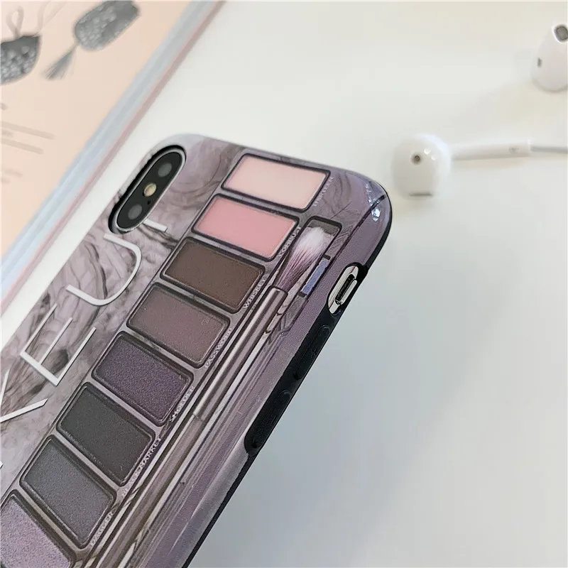 Роскошный сексуальный чехол для макияжа MAKEU eye shadow box для iPhone 6, 6s, 7, 8 Plus, X, XS, MAX, XR, цвет телесного цвета, тени для век, чехол из розового золота