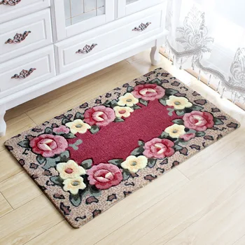 

Soft Hallway Entrance Doormat European Retro Flowers Area Rug Carpet Anti-Slip Kitchen Bathroom Mat Pastoral 40x60cm